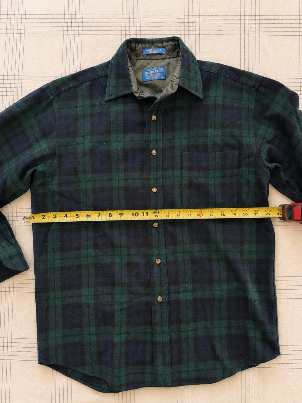 Vintage Pendleton Blackwatch Plaid Virgin Wool Overshirt USA Made Medium